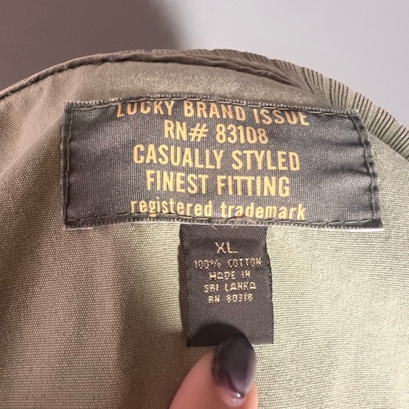 Lucky Brand army green military style zip light jacket - Picture 5 of 5